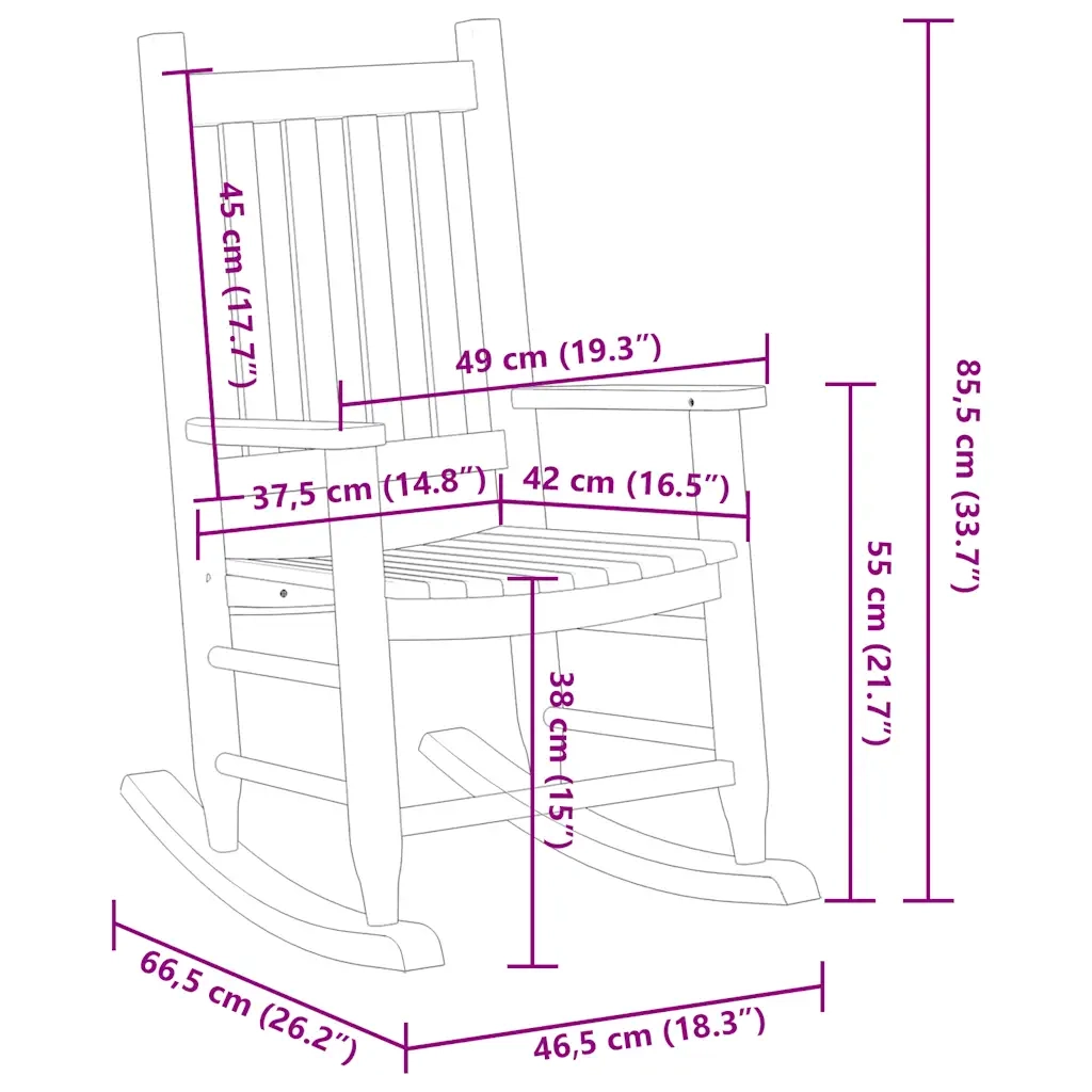 Sedie a Dondolo per Bambini 2 pz Nere Legno Massello di Pioppo CFW2229066