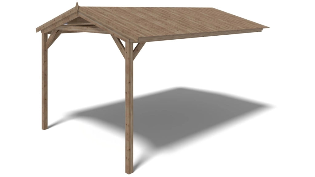 Tettoia di terazzo in legno - 4x2.76m - impregnata - colore marrone - DOS194 - ALTANKA