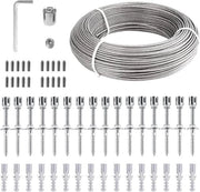 Supporto per piante in acciaio inossidabile per giardino e balcone - aiuto per piante rampicanti con sostegni per muro e cavo in acciaio di 3 mm (24 m di corda + 16 sostegni)