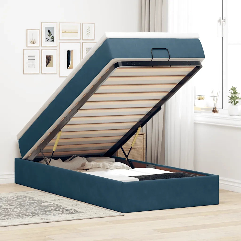 Struttura Letto Pouf con Materasso-Giroletto 80x200 cm Velluto