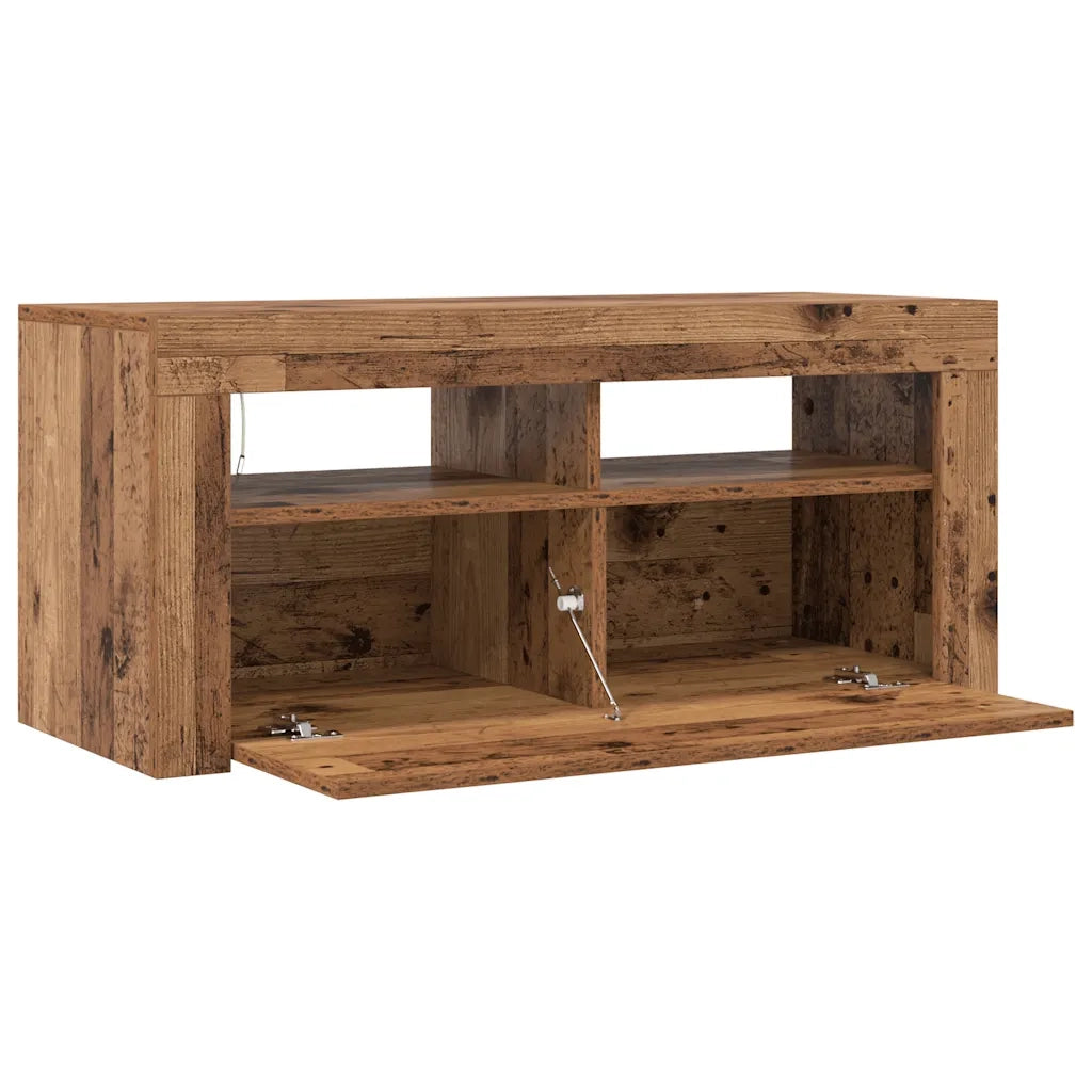 Mobile TV | Armadietto TV | Mobile Porta TV con LED Legno Antico 90x35x40 cm Multistrato