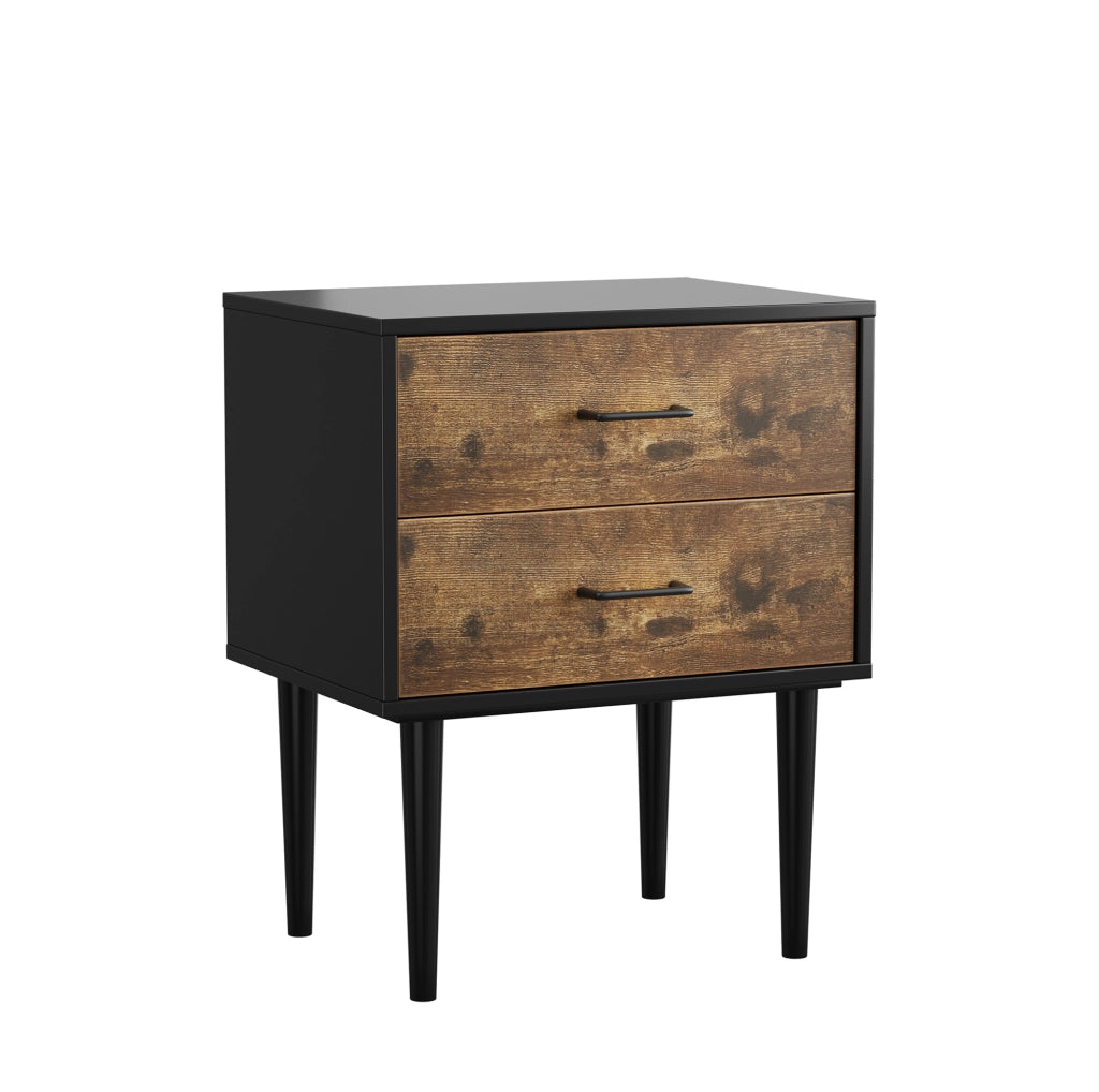 Comodino 2 cassetti 51x38x66 cm MDF marrone vintage stile industriale