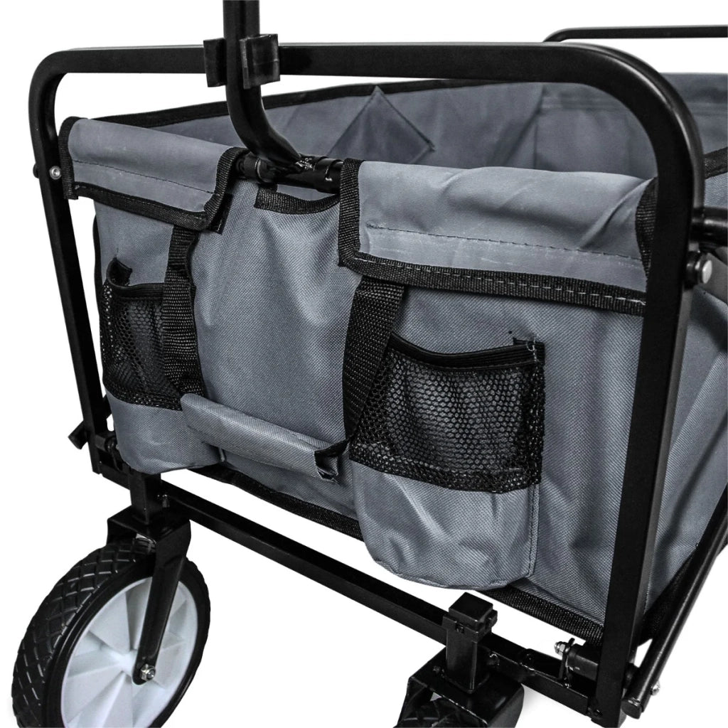 Carretto Carrello Giardinaggio Pieghevole Rimorchio Carriola da Giardino Grigio
