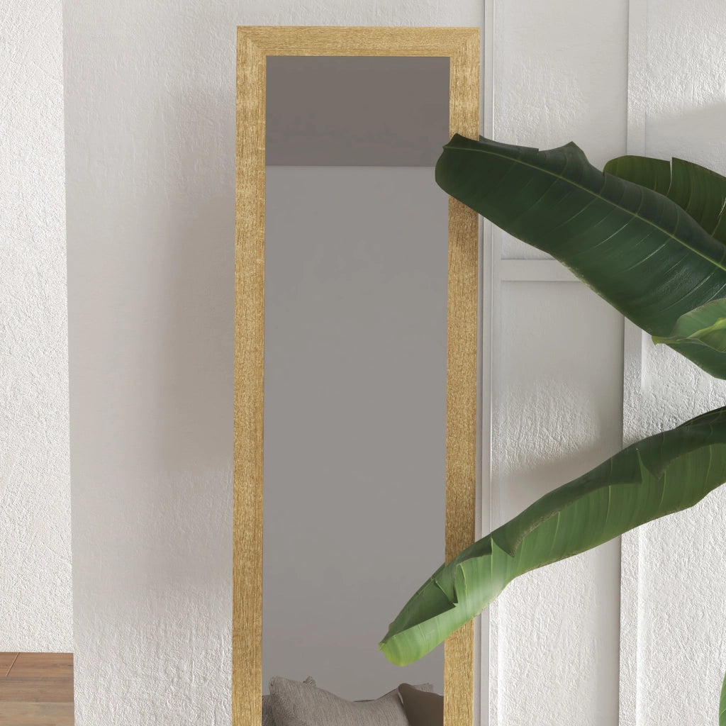 Specchio da Terra Rettangolare ¨C Xylo ¨C Cornice in Legno Marrone Chiaro 37x155 cm
