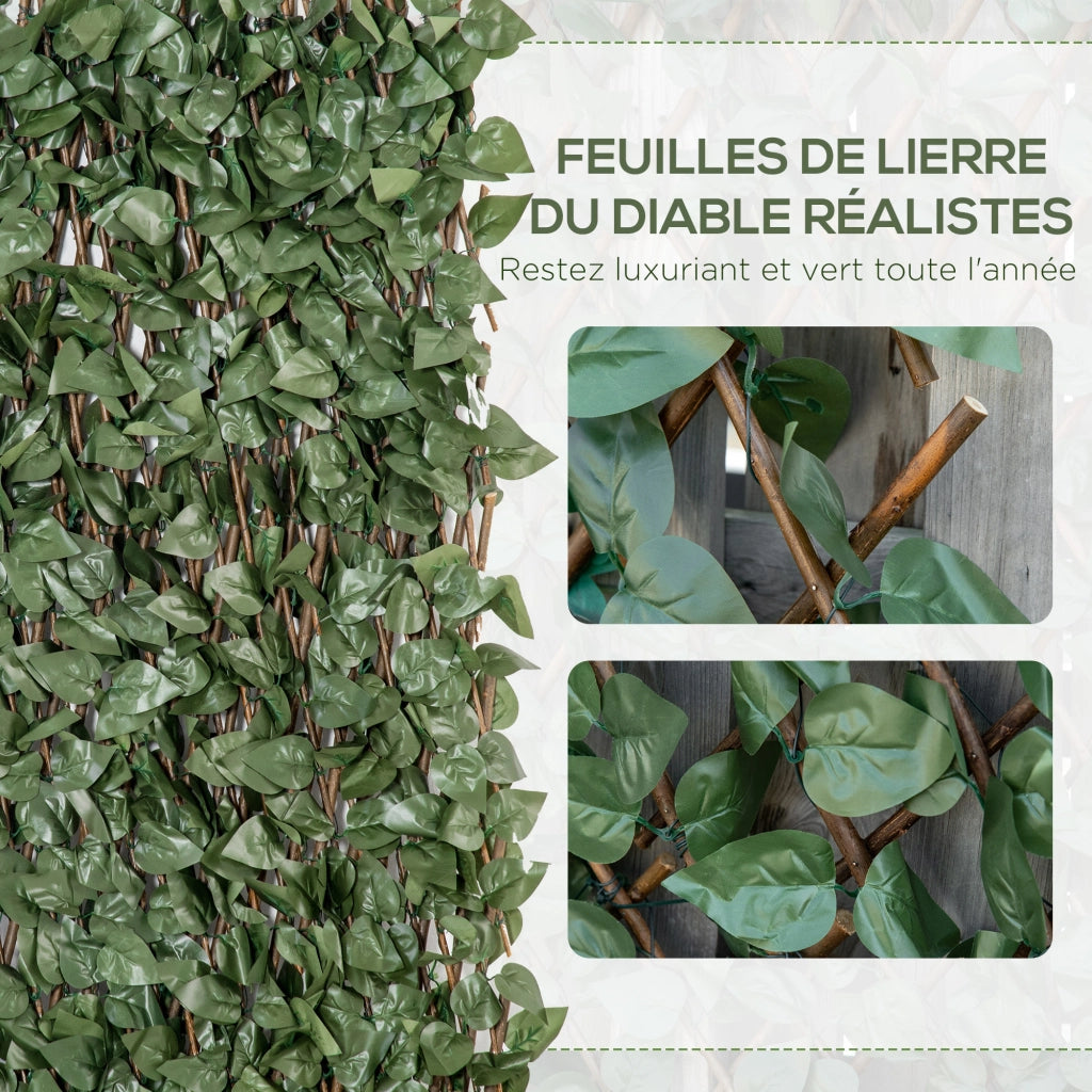 Set 4 Siepi Artificiali Edera ¨C Minimal ¨C 200x100 cm Verde Poliestere