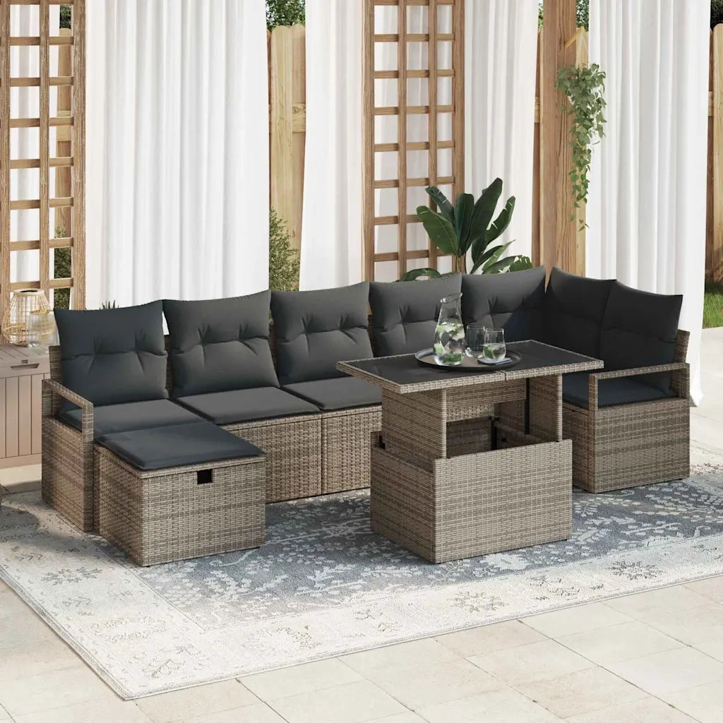 Set Divano da Giardino con cuscino 8 pcs Grigio Poly Rattan 3361138