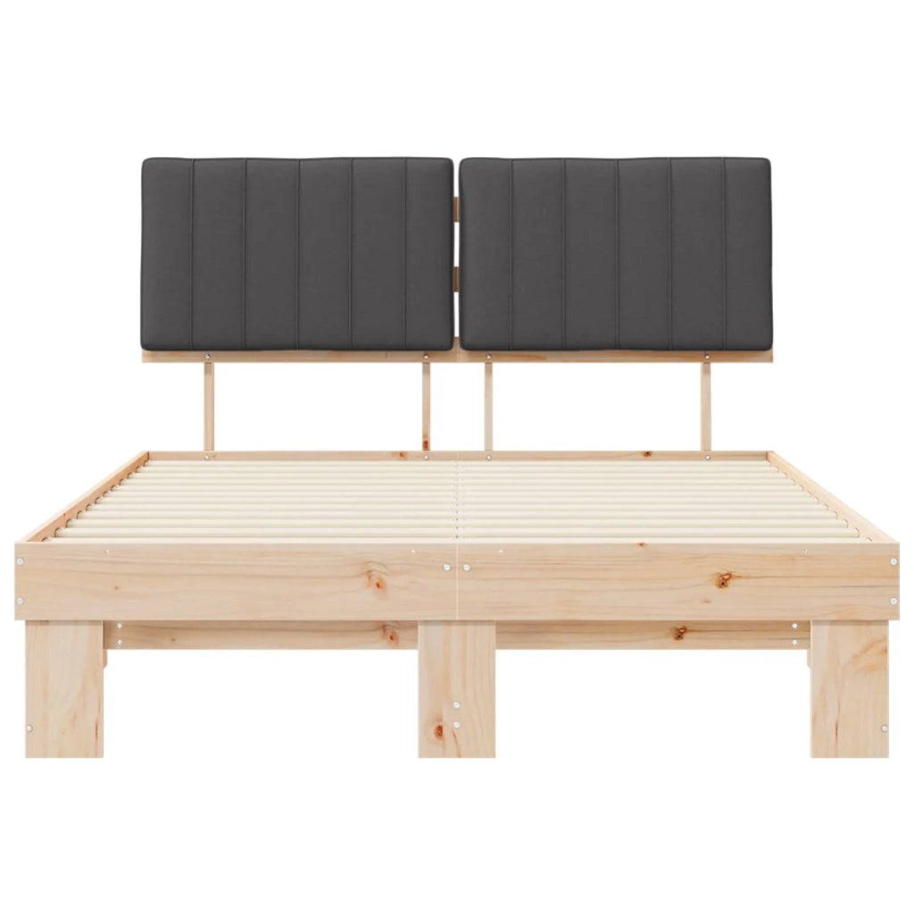 Letto con Testiera Rivestita Grigio scuro 135 x 190 cm