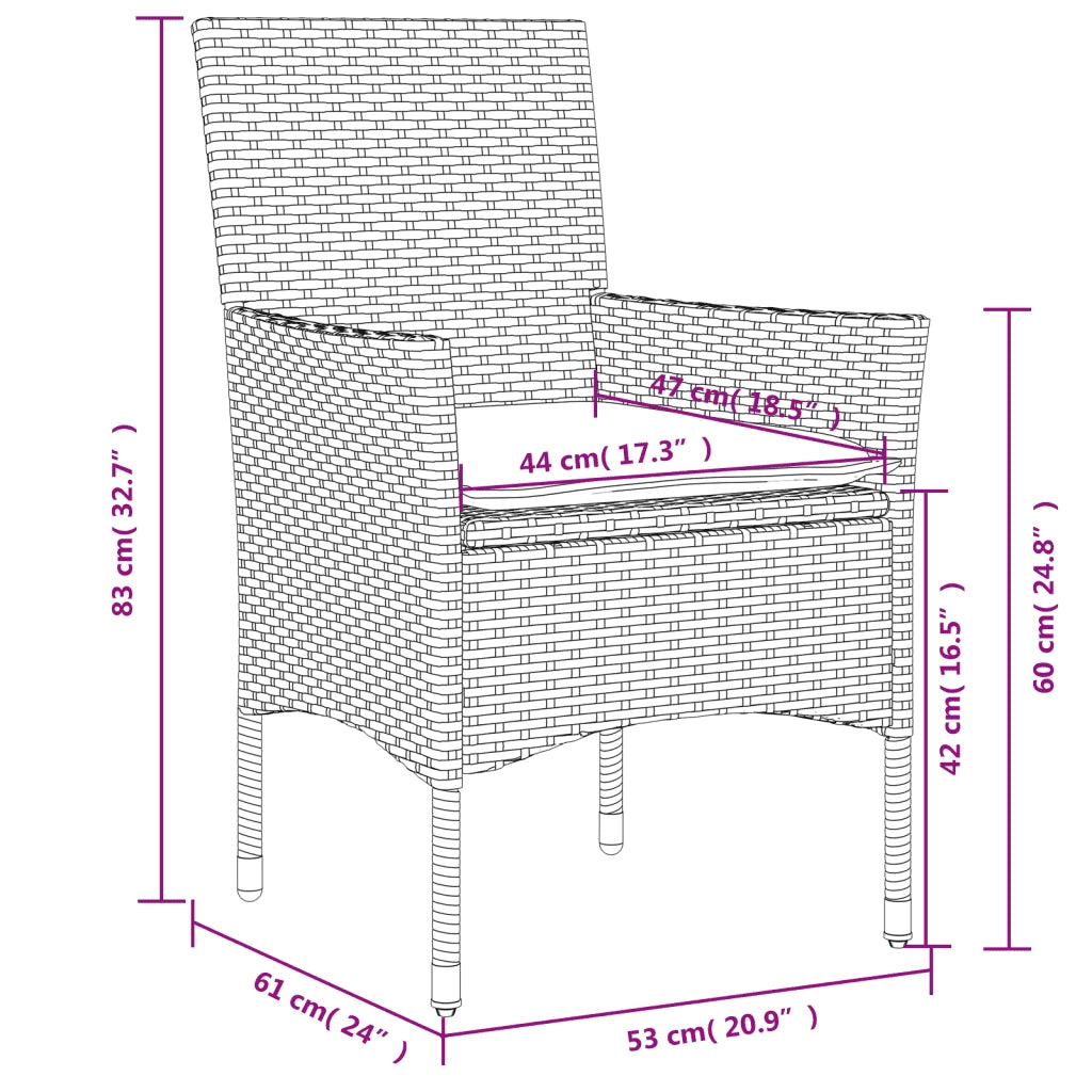 Sedie da Giardino con Cuscini 2 pz | Sedie da Esterno Grigie in Polyrattan
