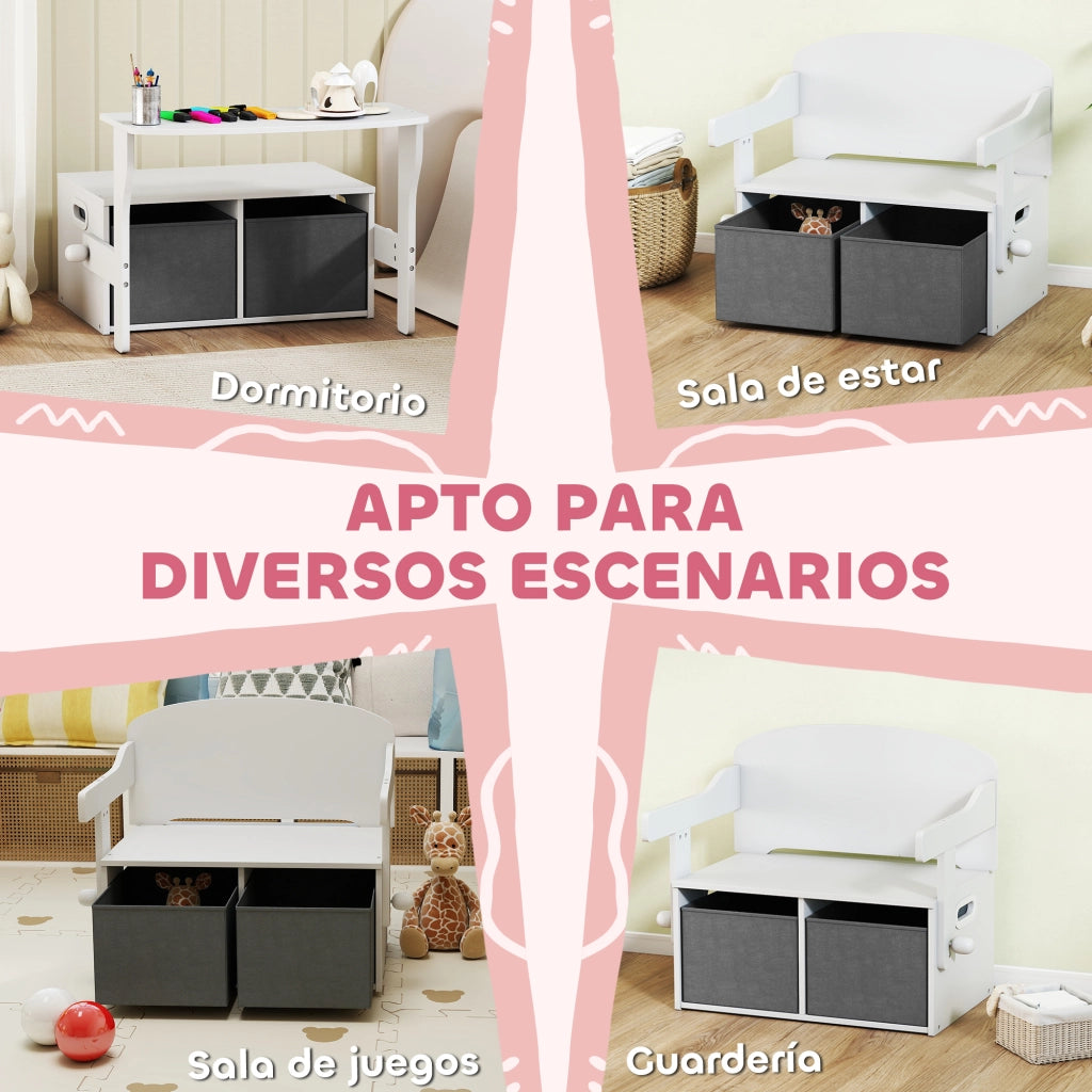 Tavolo Bambini con Sedia e Contenitore ¨C Minimal ¨C Bianco