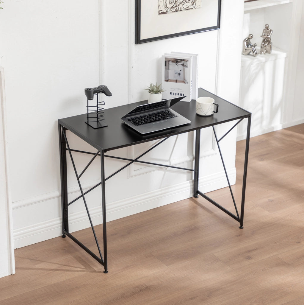 Scrivania pieghevole nera in MDF 99x50x75 cm per spazi piccoli