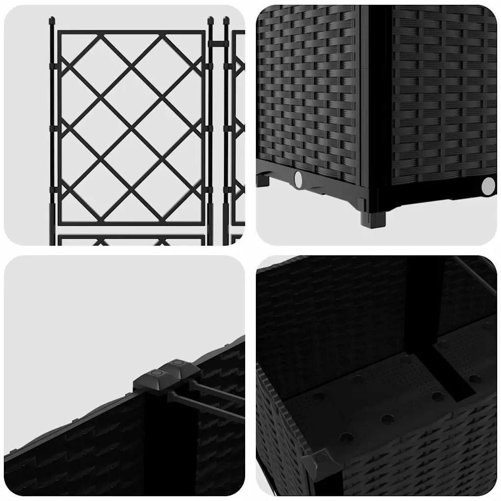 Fioriere | Cassetta per fiori | Vaso da giardino 3 pz Nero 120 x 40 x 143 cm Plastica