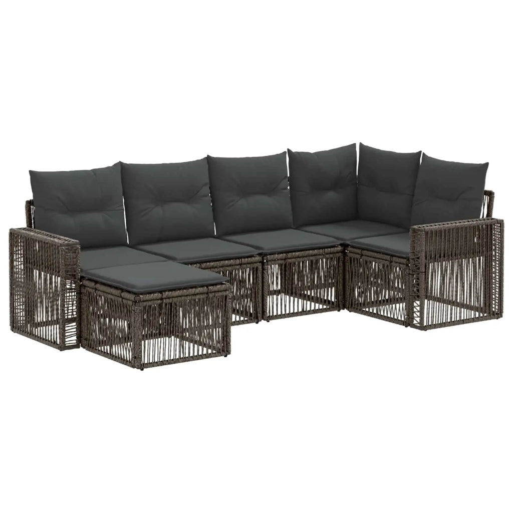 Set Divano da Giardino 6 pz Grigio e Grigio Scuro polyrattan 3435191