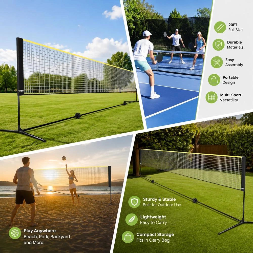 606cm Badminton Net Set Outdoor Volleyball Pickleball Tennis Net Portable