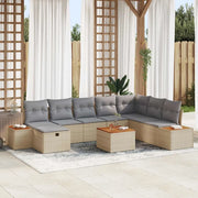 Set Divano da Giardino con cuscino 9 pcs Beige Poly Rattan 3360994