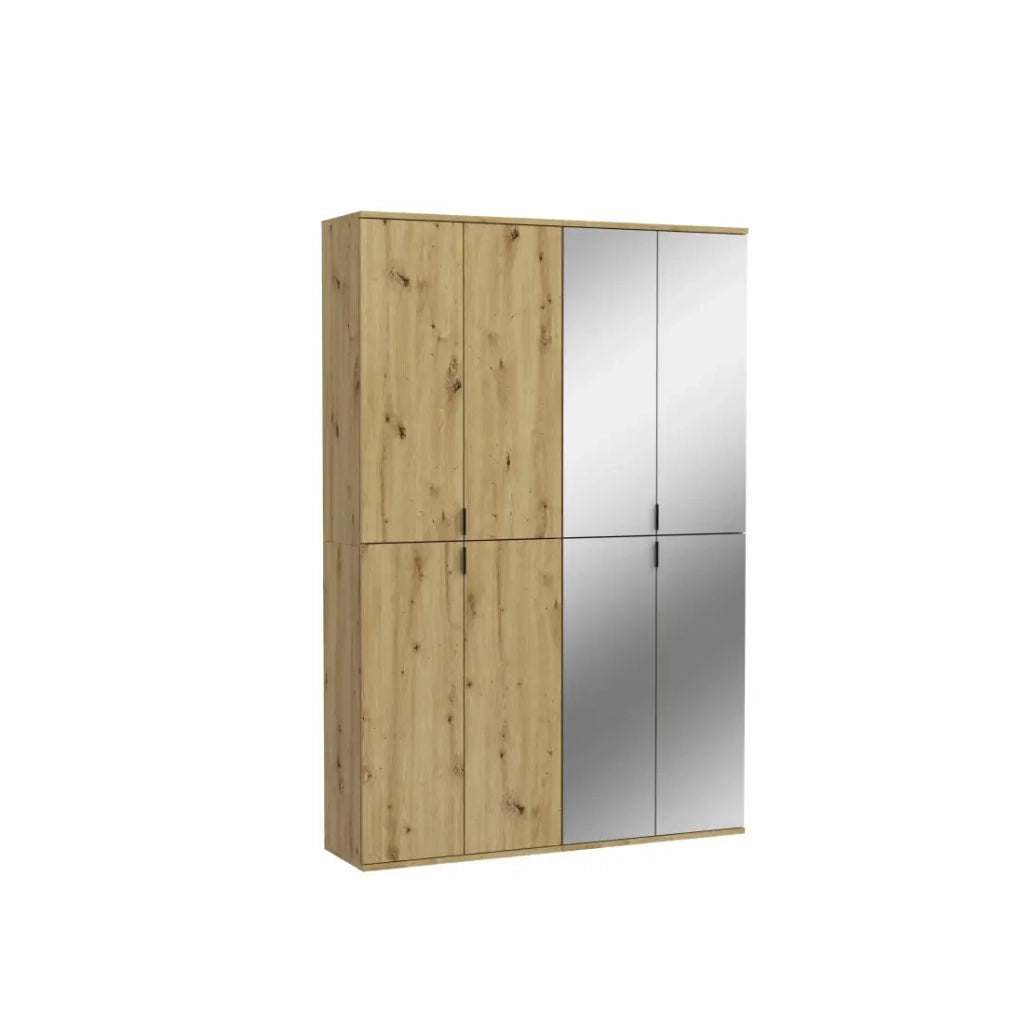 Armadio contenitore 8 porte con 4 specchi – Rovere chiaro – BODITE