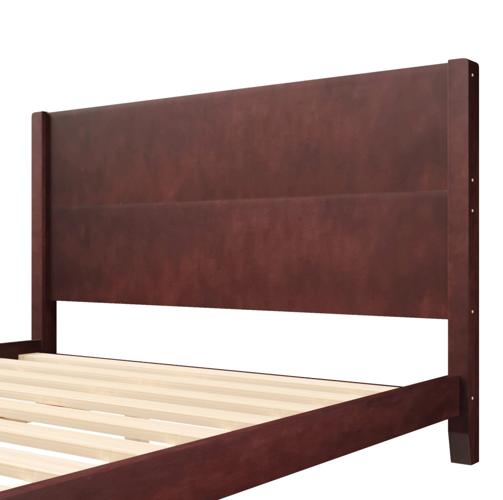 Letto a piattaforma 160x200 cm con testiera e 11 doghe; MDF e compensato; marrone
