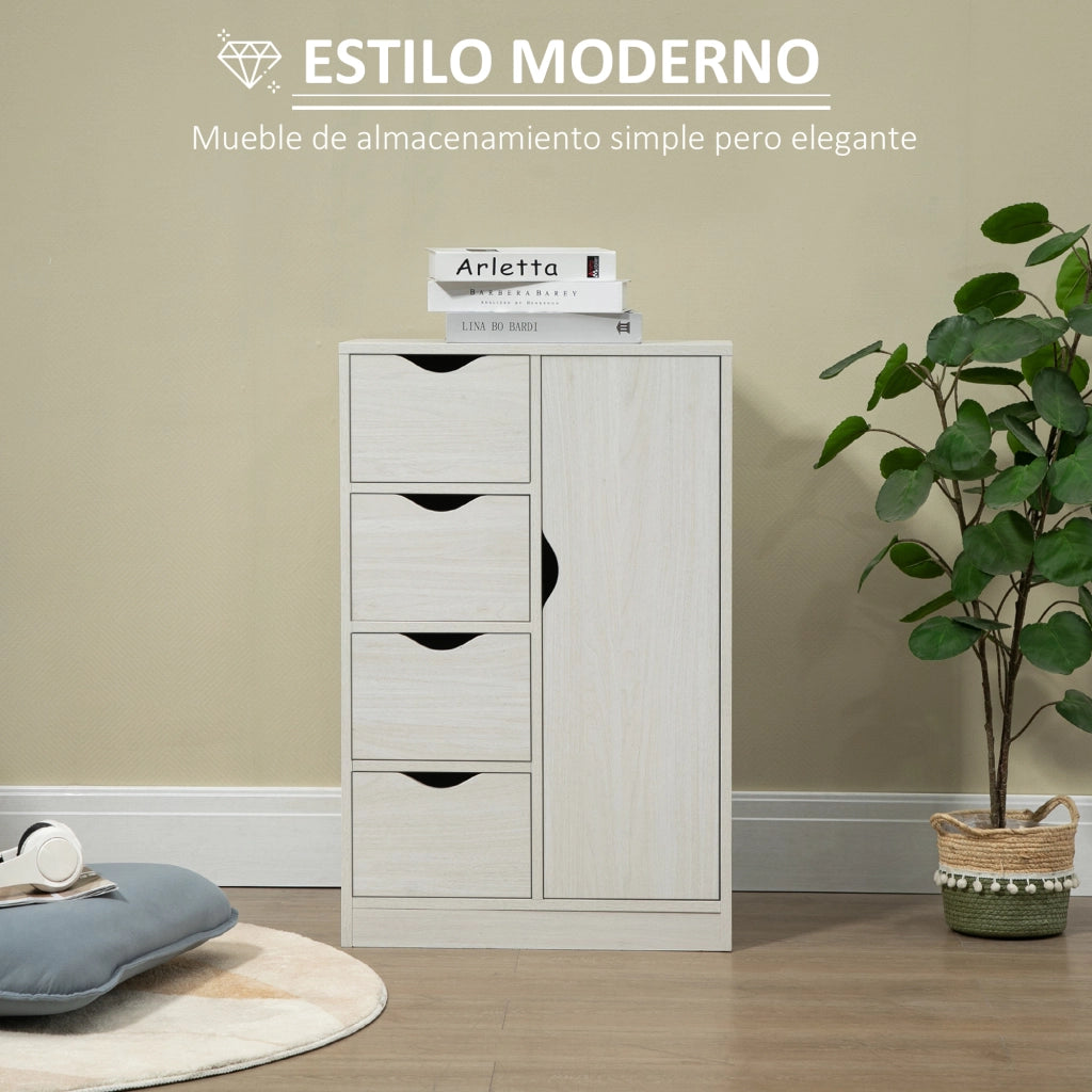 Mobile multiuso con cassetti e anta ¨C Xylo ¨C bianco 54x29x83 cm
