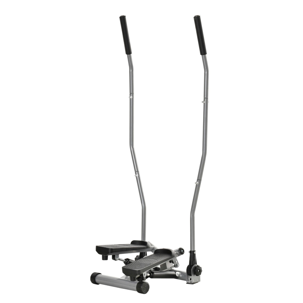 EasyComfort Stepper Fitness con Maniglia e Bande Elastiche, Stepper con Monitor LCD per Allenamento a Casa e Palestra, Argento
