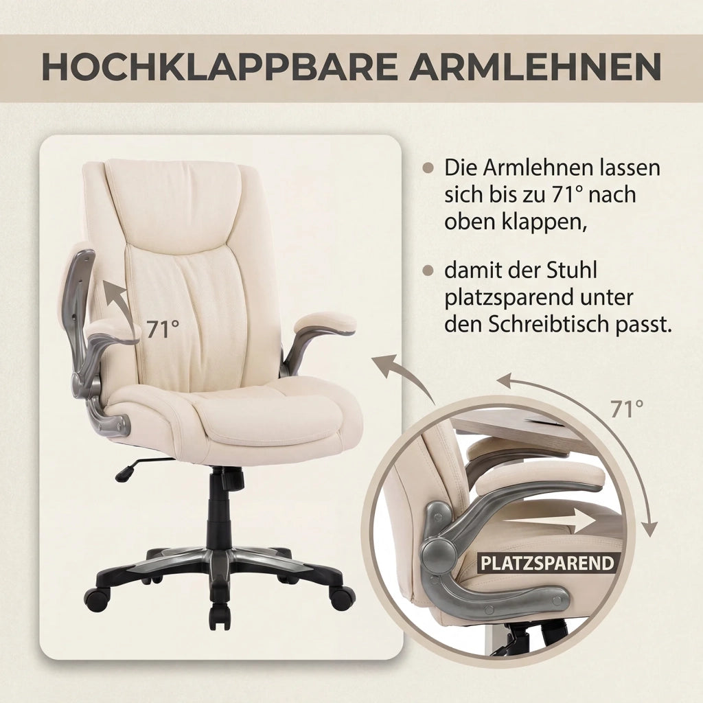 Sedia da Ufficio Ergonomica e Robusta, Carico Massimo 181 kg - Beige