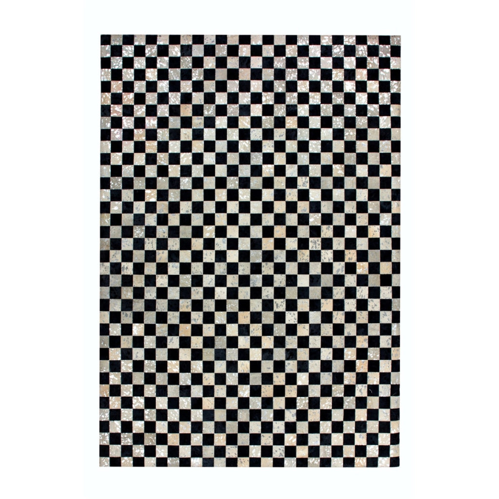 Tappeto Rocket in vera pelle patchwork argento e grigio