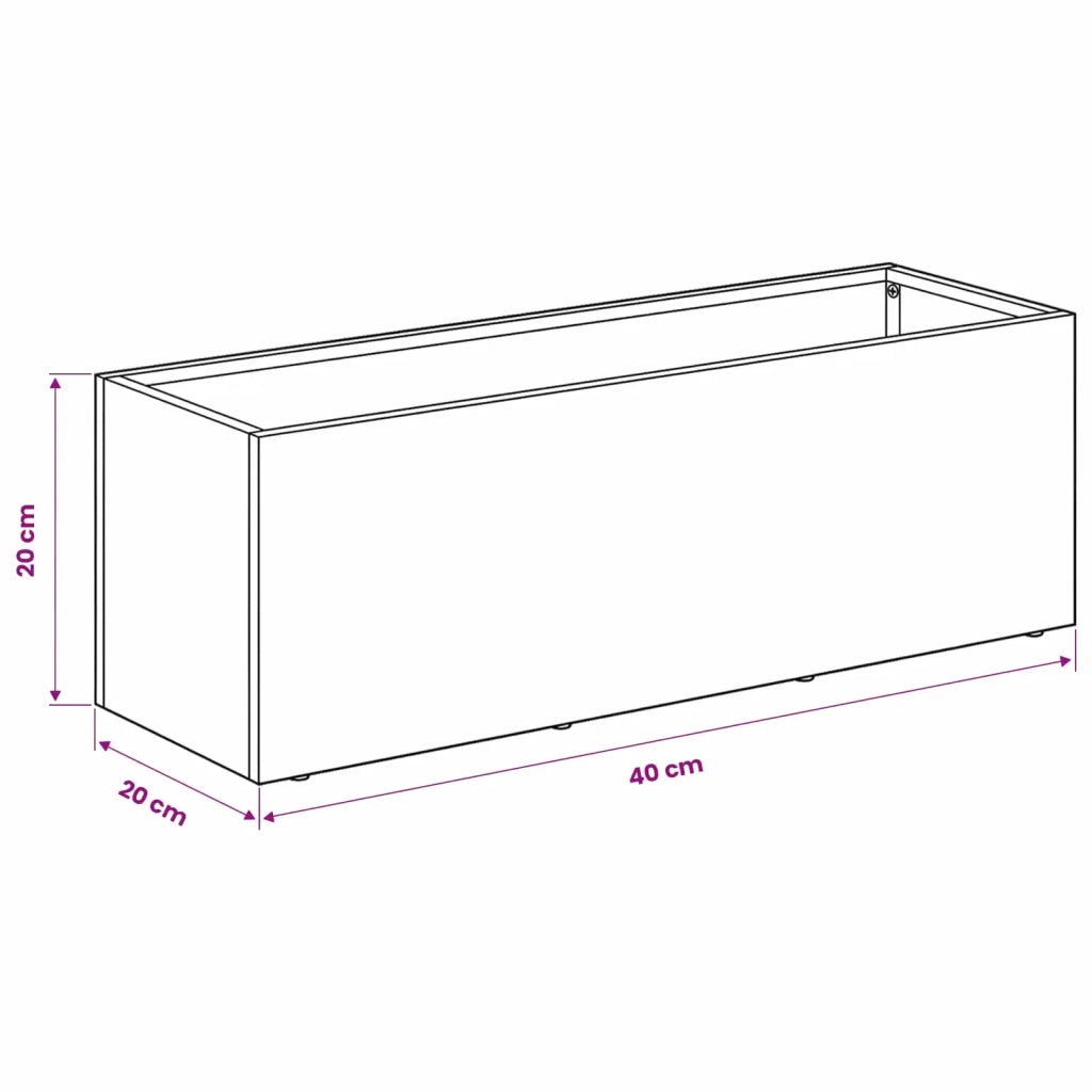 Vaso da giardino Argento 40 x 20 x 20 cm Acciaio zincato 8005144