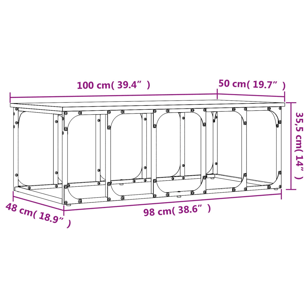 Tavolino da Salotto Nero 100x50x35,5 cm in Legno Multistrato 833378