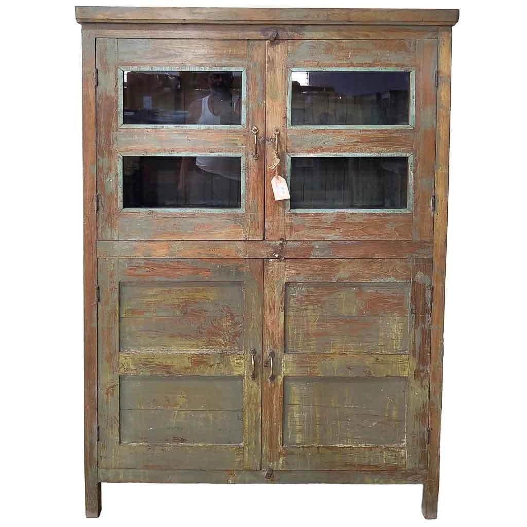 Vetrina artigianale in legno marrone 102x56x155h cm
