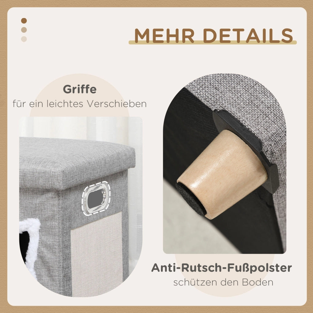 pouf per gatto 35，5 x 35，5 x 42，5 cm grigio in MDF con cuscino