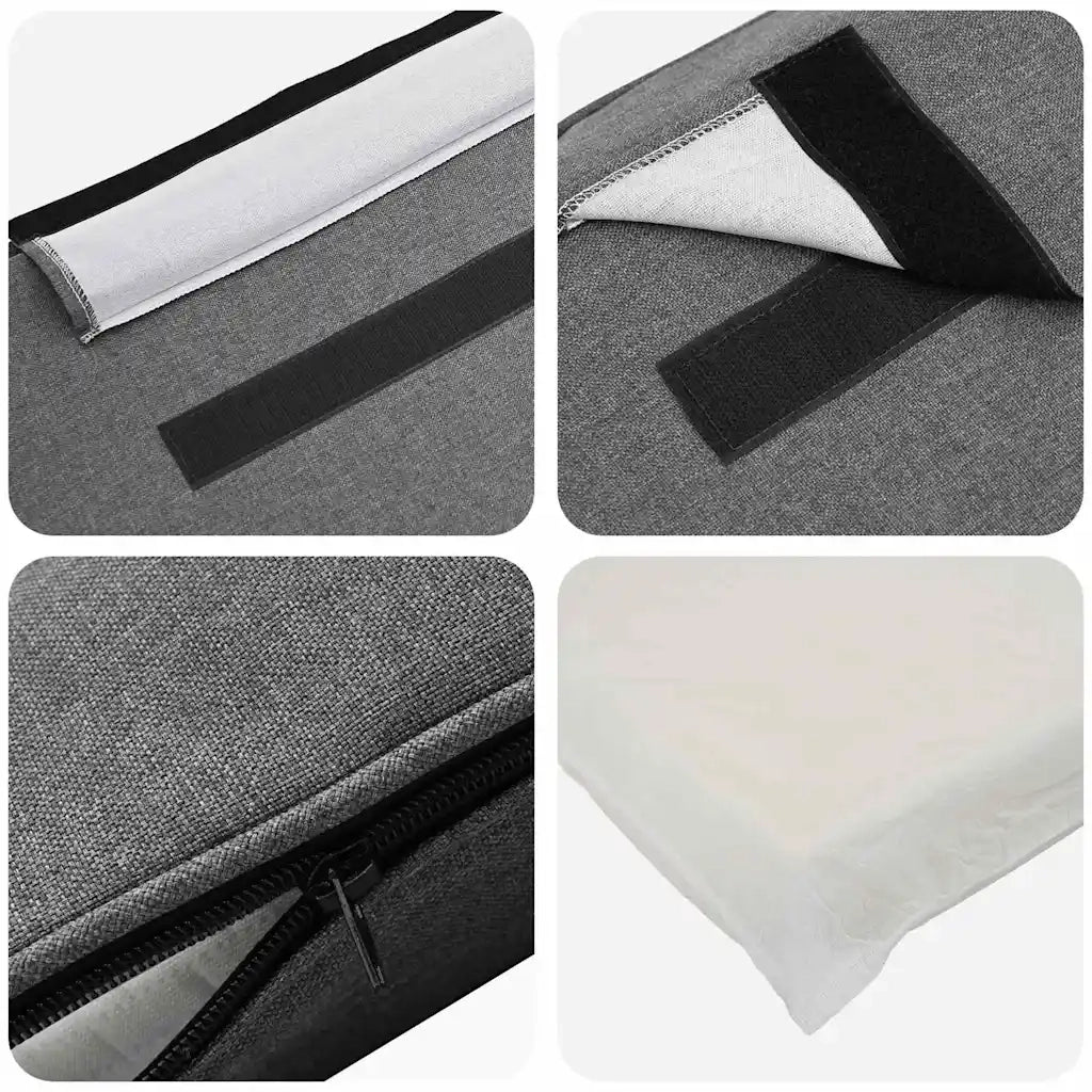 Testiera | Testata imbottita Bianco e grigio chiaro 80 cm Pino massello
