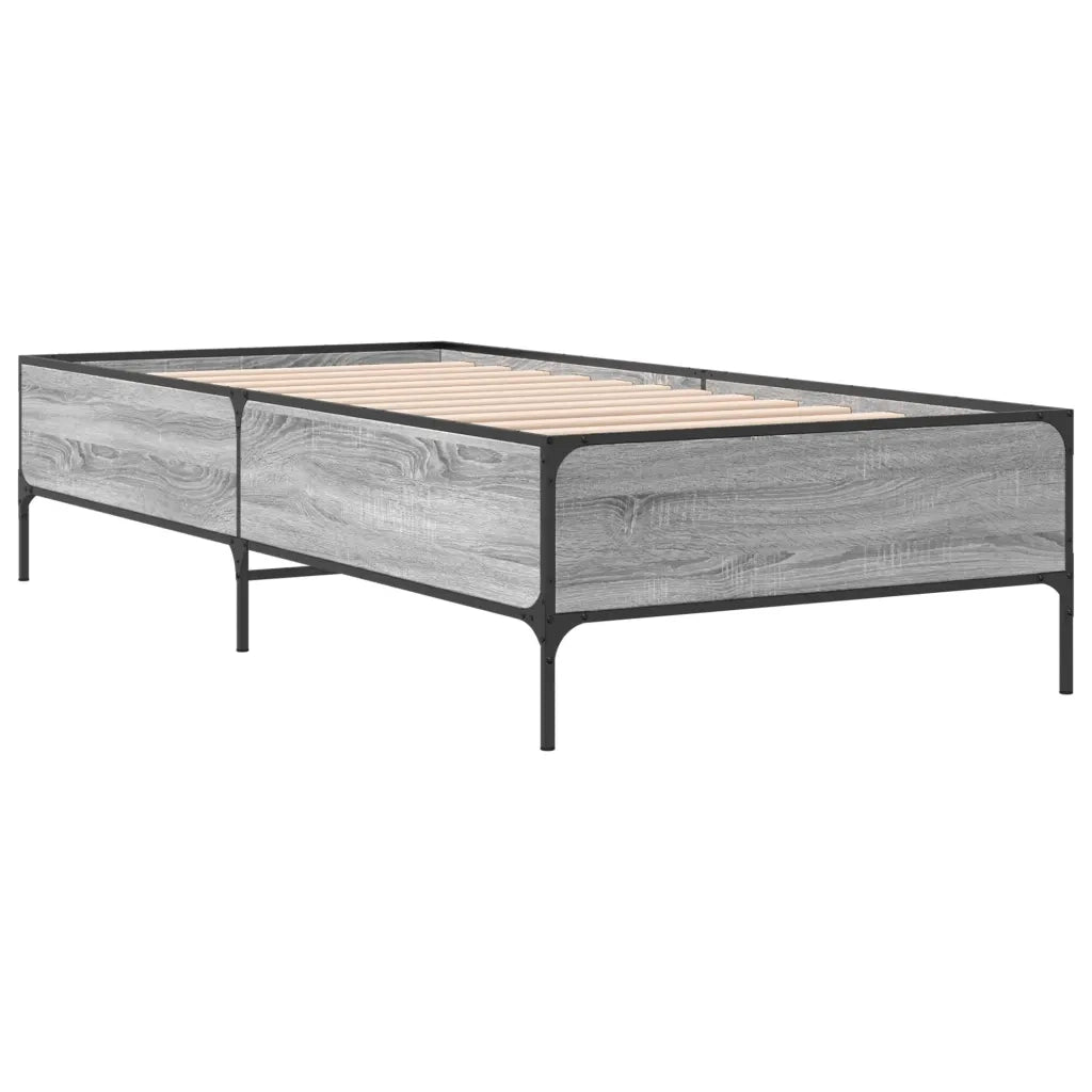 Giroletto-Struttura Letto Grigio Sonoma 100x200 cm Legno Multistrato e Metallo 537613