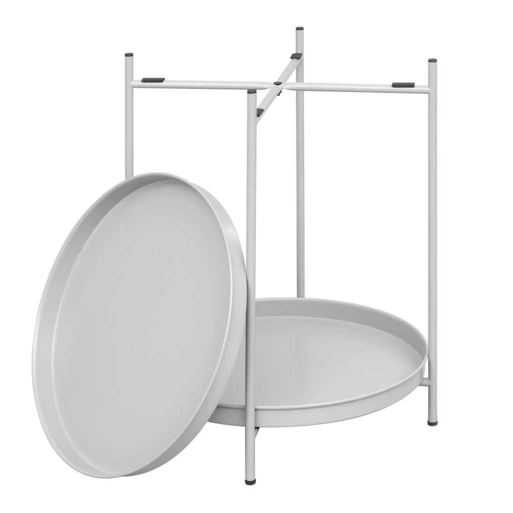 Tavolino rotondo multifunzione in metallo 44x44x53 cm, portata 20 kg, stile moderno