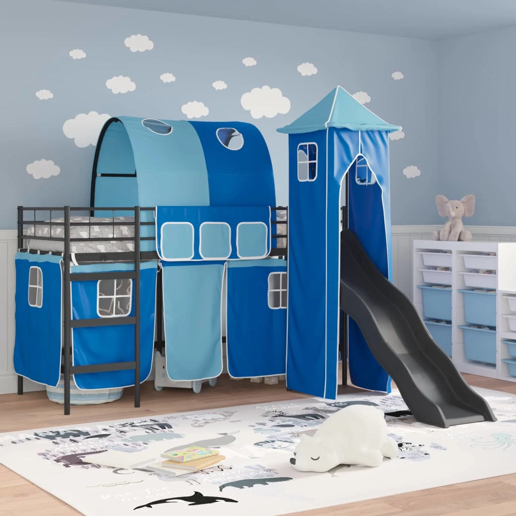 Struttura del letto loft per bambini-Giroletto per bambini Nero e Blu 75 x 190 cm 449229