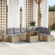 Set Divano da Giardino 9 pcs Beige e Grigio Chiaro polyrattan 3349236