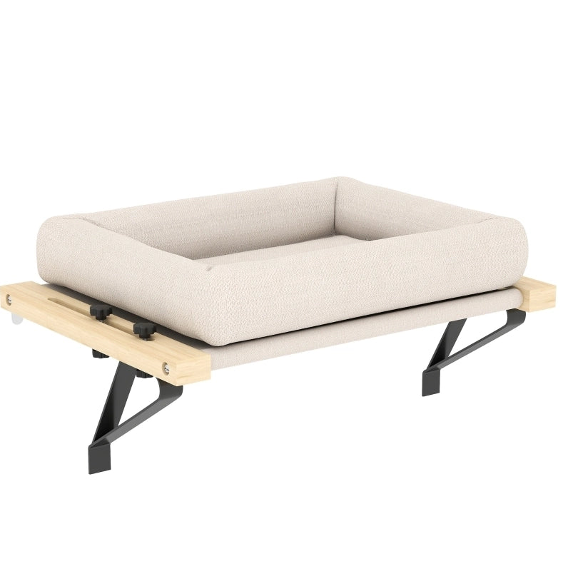 Letto per gatti bianco crema in legno - supporto regolabile 4-12 cm