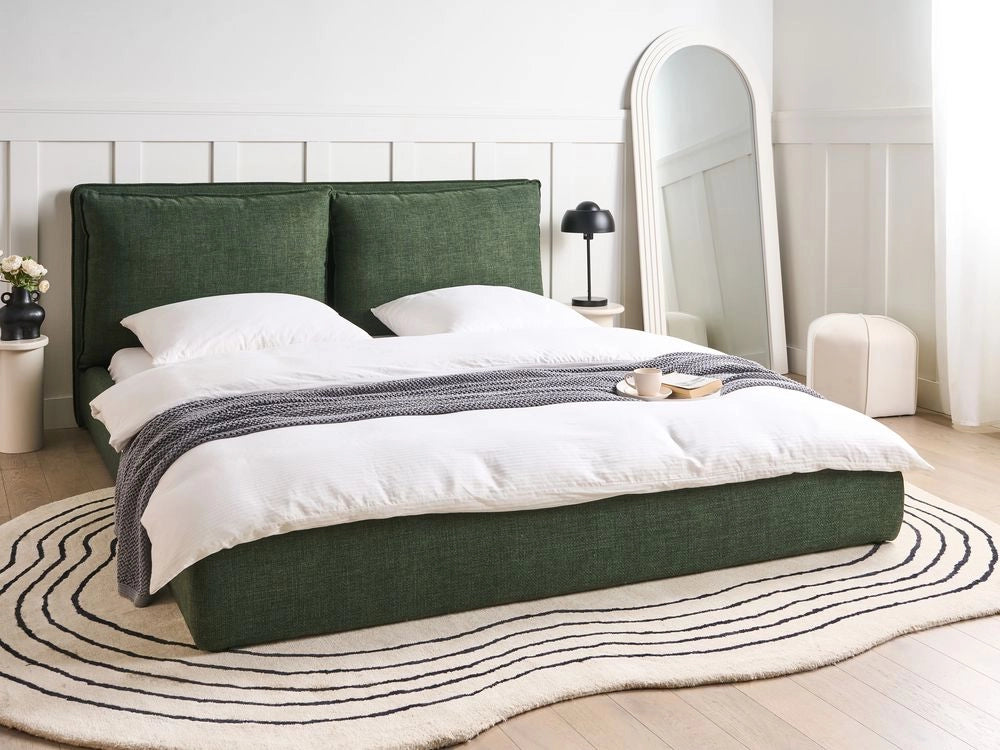 Letto matrimoniale velluto verde scuro 180 x 200 cm testata imbottita