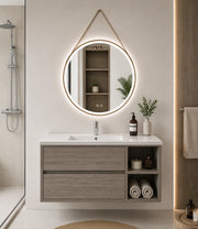 Mobile bagno con lavabo ORIGENBATH ZEUS senza specchio 120x45 cm 1 vasca Destra rovere smoky