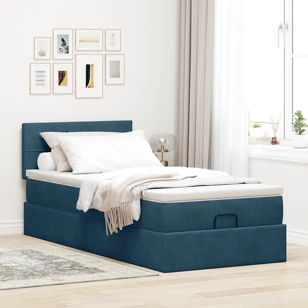 Struttura Letto Pouf con Materasso 80x200 cm Velluto