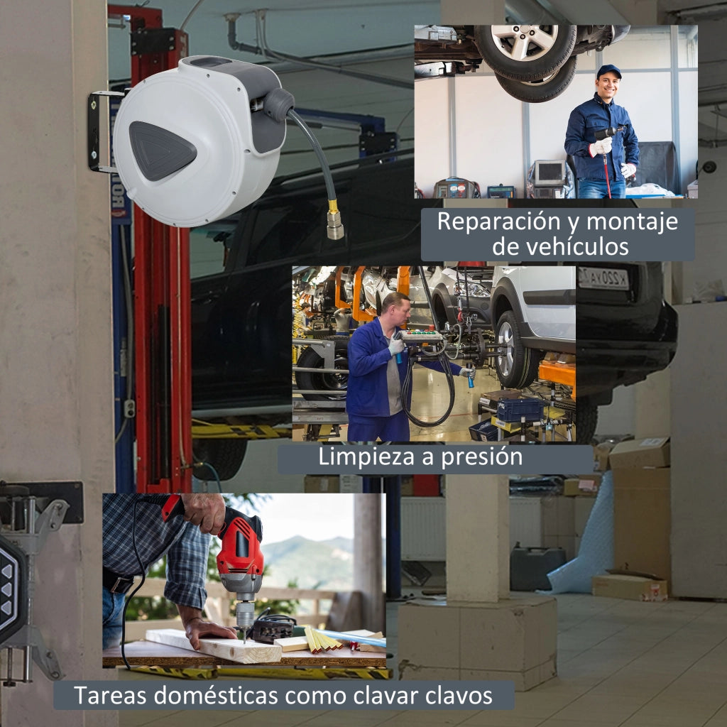 Avvolgitubo per Aria Compressa Automatico da 20 m ¨C zephmum ¨C Grigio