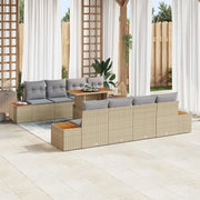 Set Divano da Giardino con cuscino 9 pcs Beige Poly Rattan