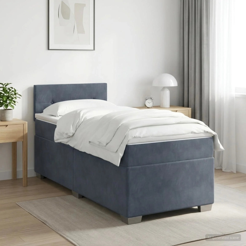 Letto con Box Spring, Materasso e LED Grigio Scuro Singolo 3452261