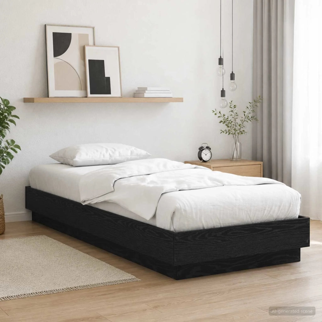Letto con LED Rovere Nero 80 x 200 cm Legno ingegnerizzato 8009009