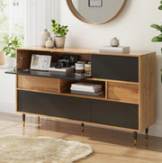 Credenza bicolore 140 cm con 2 cassetti e vani contenitore