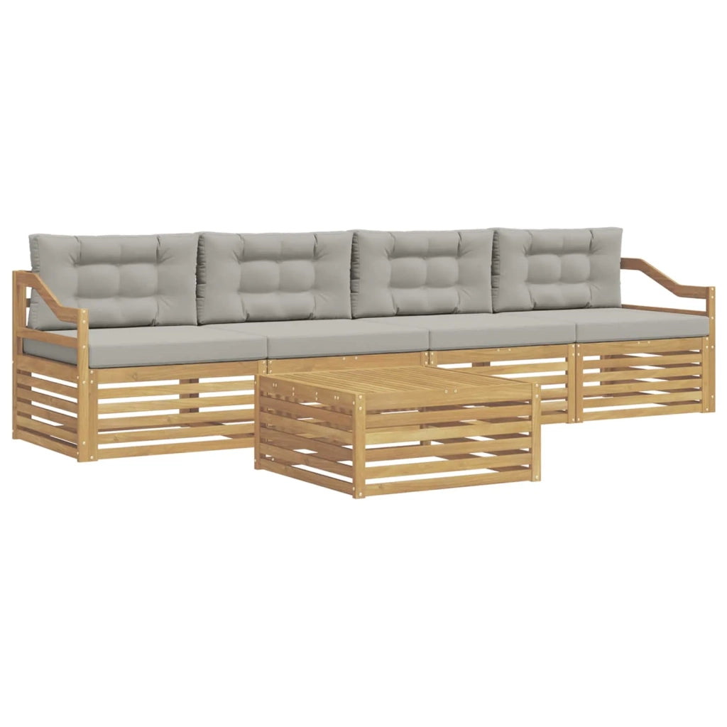 Set di divani da esterno 5 pz Bianco e Grigio Chiaro 3390021