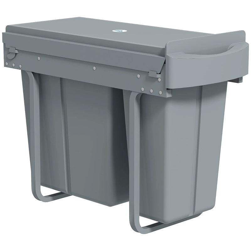 Pattumiera estraibile da incasso 30 l con 2 secchi 20 l e 10 l telaio in metallo grigia 52 × 26 × 40.8 cm