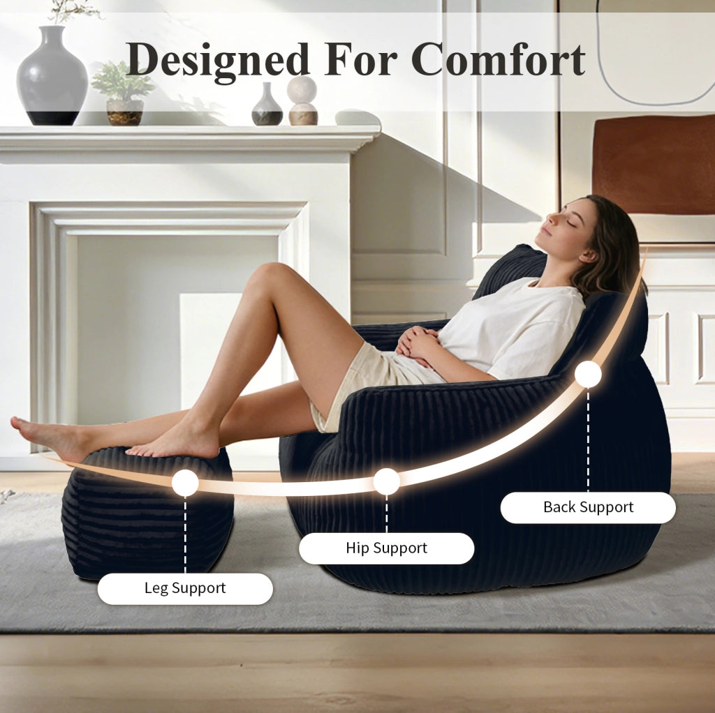Poltrona pouf lounge grande ergonomica nera