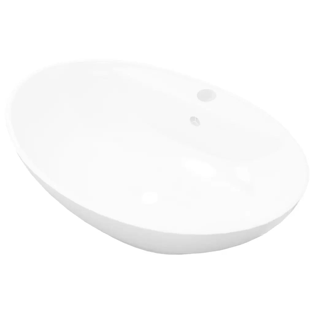 Lavabo Ceramica Lusso Ovale Foro di Scarico e Foro Rubinetto 140678