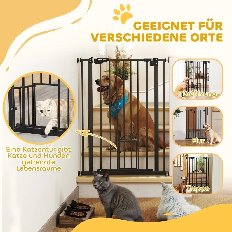 Cancelletto di sicurezza per cani 104 cm in acciaio nero, doppia chiusura