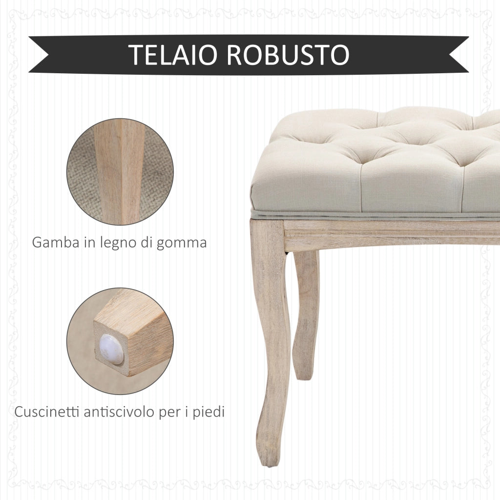 Panca letto ¨C zephmum ¨C Tessuto beige, legno, 110x40x48