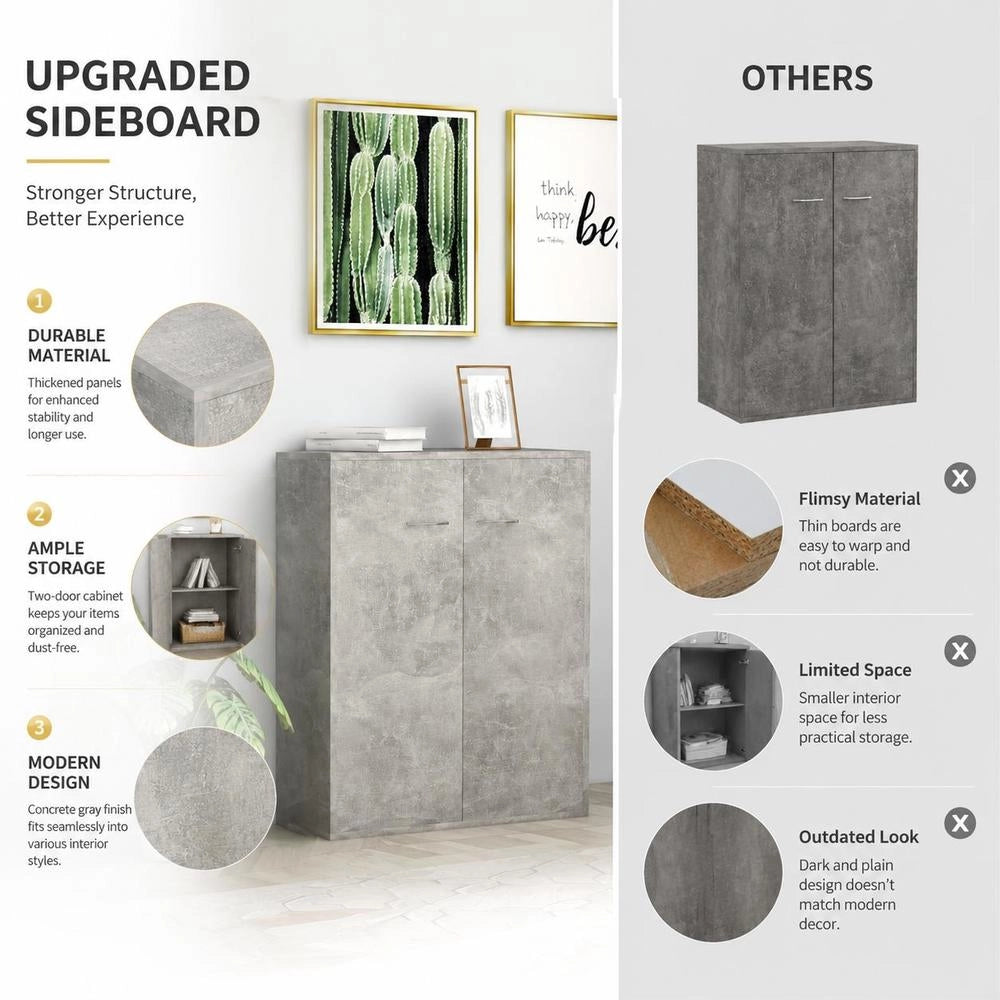 Sideboard Concrete Grey 60x30x75 Cm Wood Material