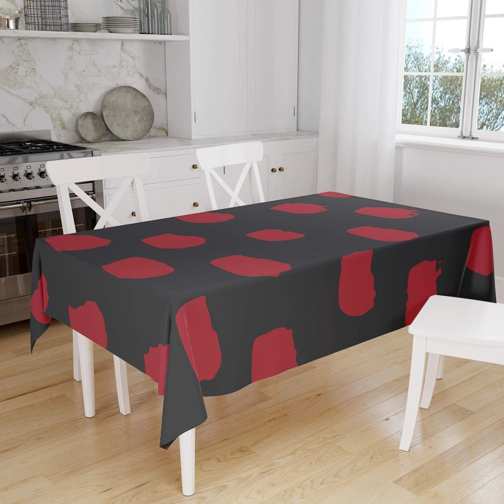 Tovaglia in poliestere al 100%, idrorepellente, dimensioni 140x160 cm, colore rosso e nero